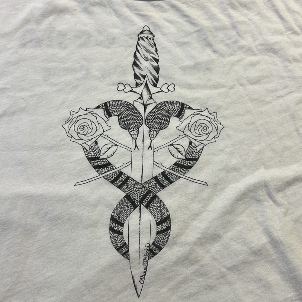Lauren Moshi Snake Sword Rose Heart Tee Shirt